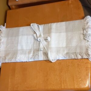 Cotton beige plaid table runner by indaba